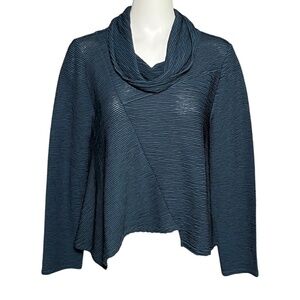 Liv By Habitat Clothes Cowl Neck Blue Textured Artsy Asymmetric Tunic Top Size M